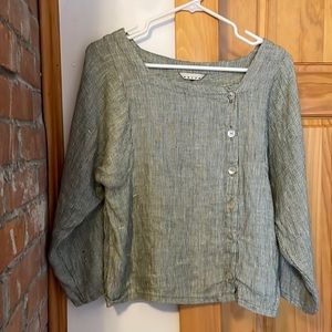 Holte 100% linen square neck sage top